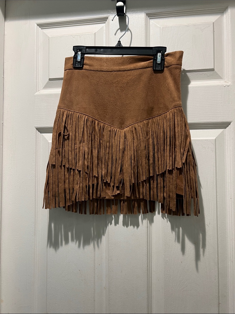 Altar'd State Brown Suede Fringe Mini Skirt
